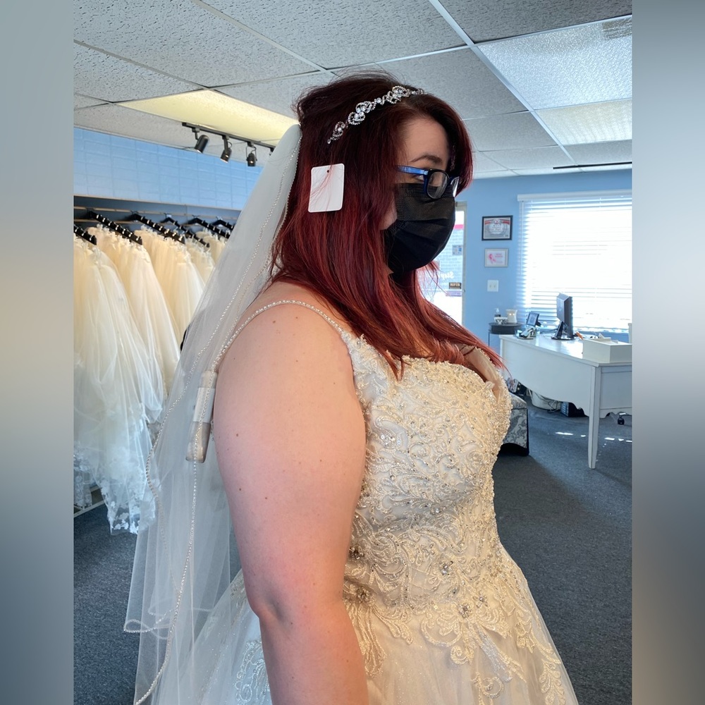 Ivory beaded two-tier wedding veil